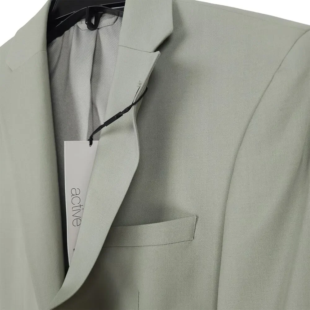 Bar III Mens Slim Fit Suit Jacket Blazer 42R Sage Green Solid Stretch Wool NWT